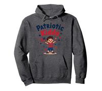 USA Kids Patriotic Kiddo, amerikanische Flagge, Sterne, Feuerwerk Pullover Hoodie, Unisex für Erwachsene, Anthrazit Meliert, XL