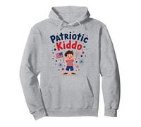 USA Kids Patriotic Kiddo, amerikanische Flagge, Sterne, Feuerwerk Pullover Hoodie, Unisex für Erwachsene, Grau Meliert, L