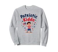 USA Kids Patriotic Kiddo, amerikanische Flagge, Sterne, Feuerwerk Sweatshirt, Unisex für Erwachsene, Grau Meliert, M