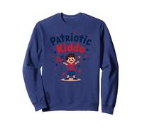 USA Kids Patriotic Kiddo, amerikanische Flagge, Sterne, Feuerwerk Sweatshirt, Unisex für Erwachsene, Marineblau, XL