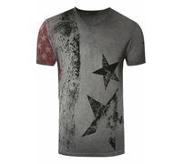 USA T-Shirt Sterne und Streifen V-Ausschnitt im Used Look L