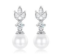 USEEDOVIA Ohrringe Perlen Hochzeitsschmuck Braut Perlenohrringe Ohrstecker Perlen AAA Zirkonia Weiß Vergoldet Perlenschmuck Bride Hochzeit Schmuck Wedding