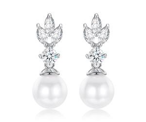 USEEDOVIA Ohrringe Perlen Hochzeitsschmuck Braut Perlenohrringe Ohrstecker Perlen AAA Zirkonia Weiß Vergoldet Perlenschmuck Bride Hochzeit Schmuck Wedding