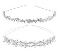 USHOBE 2 Stück Haarschmuck Haare Hochzeit mit Perlen und Strasssteinen Leichtes Metall Haarband für Brautfrisur Komfortabel und Glänzend für Cosplay und Engagement