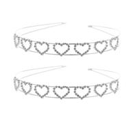 USHOBE Doppellagiges Kristall Haarband 2 Stück, Herzform aus Metall, leichter und sicherer Halt, Hochzeits und Event Haarschmuck für Frauen und Mädchen