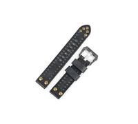 UsmAsk 18mm 20mm 22mm 24mm Vintage Echtes Leder Uhrenarmbänder Niet Leder Uhrenarmband Ersatz Carving Strap Uhren zubehör (Color : Blue, Size : 22mm)