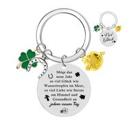 UTEFIF Glücksbringer Silvester Schlüsselanhänger - Kleeblatt Hufeisen Viel Glück Glücksschwein für Silvester Geschenk Neujahr