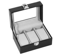 Uten Uhrenbox für 3 Uhren, Uhrenkasten mit Uhrenkissen und klarem Deckel, Uhren Aufbewahrungsbox Uhrenschatulle aus PU Leder, elegantes Geschenk für Herren Damen