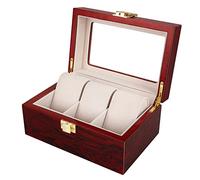 Uten Uhrenbox Holz für 3 Uhren, Uhrenkasten Uhrenschatulle mit herausnehmbaren Uhrenkissen,Weihnachtsgeschenke Aufbewahrungsbox