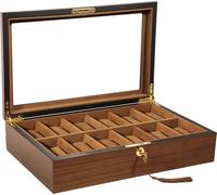 Uten Uhrenkasten mit 12 Fächern, Uhrenbox aus Holz, Uhren Aufbewahrungsbox mit Schlüssel, sanfte Uhrenkissen, Geschenk für Valentinstag