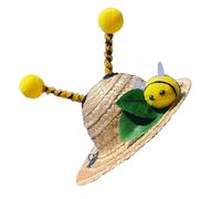 UTHCLO Sommerlicher Strohhut für Haustiere Niedlicher Bienen Sonnenhut In S Größe Hautfreundliches Tieraccessoire für Hunde und Katzen Dekorativer Haustierhut für Geburtstage und Fotos