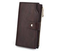 UTO Damen RFID Blocking große Kapazität Vegan Leder Clutch Wallet 21 Kartensteckplätze Halter Organizer Damen Veganrse Kaffee
