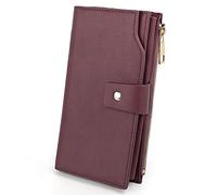 UTO Damen RFID Blocking große Kapazität Vegane Leder Clutch Wallet 21 Card Slots Halter Organizer Damen Veganse Lila
