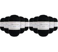 Utopia Crafts JOY DK Knitting Yarn 5x 50g - 100% Acrylic (Black) (Packung mit 2)