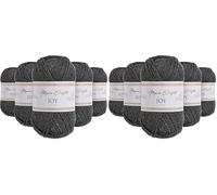 Utopia Crafts JOY DK Knitting Yarn 5x 50g - 100% Acrylic (Charcoal Grey) (Packung mit 2)