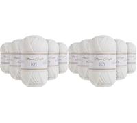 Utopia Crafts JOY DK Knitting Yarn 5x 50g - 100% Acrylic (White) (Packung mit 2)