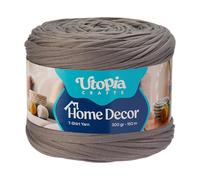 Utopia Crafts T-Shirt Garn zum Häkeln & Stricken 300g 150m, dickes Häkelgarn 5-7mm Jersey Textilgarn Bändchengarn für Taschen, Körbe, Pouf, Sitzkissen, Heimdekoration, Oeko-Tex (Anthrazitgrau)