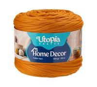 Utopia Crafts T-Shirt Garn zum Häkeln & Stricken 300g 150m, dickes Häkelgarn 5-7mm Jersey Textilgarn Bändchengarn für Taschen, Körbe, Pouf, Sitzkissen, Heimdekoration, Oeko-Tex (Goldsenf)