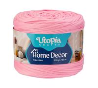 Utopia Crafts T-Shirt Garn zum Häkeln & Stricken 300g 150m, dickes Häkelgarn 5-7mm Jersey Textilgarn Bändchengarn für Taschen, Körbe, Pouf, Sitzkissen, Heimdekoration, Oeko-Tex (Korallrosa)