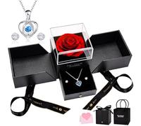 UUEMB Ewige Rose, Konservierte Rosen mit Herz Halskette und Ohrringe, Handgefertigte Schmuck Geschenkbox Valentinstag Muttertag Jahrestag Geburtstag Geschenke für Mutter Ehefrau Schwester