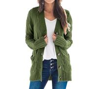 Uusollecy Damen Cardigan Langarm Strickjacke Herbst Winter Casual Strickcardigan Open Front Sweater mit Knopf S-XXL