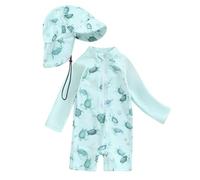 UV Badebekleidung Baby Badeanzug mit Sonnenhut UPF 50+ Schwimmanzug für Baby Junge Langarm Reißverschluss Kinderbadeanzug UV Schutz Bademode Mädchen Newborn Neoprenanzug Swimsuit Badekleider 0-3 Jahre