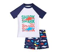 uv kinder lässig 104, UV Schutzkleidung Kinder 2er Set Sonnenschutz Unisex Badebekleidung Badeshirt Bequem Kurzarm Schwimmshirt mit Badeshorts Rundhals Rashguard Bademode Urlaub Shirt, Weiß, 12 Jahre