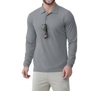 UV Shirt Herren UPF 50+ UV Schutz Sport Golf Shirt Leicht Schnelltrocknend Sonnenschutz Funktionsshirt Eisseide Cool Atmungsaktives Longsleeve Poloshirt Rashguard Gym Workout Fitness Top(#C Gray,L)