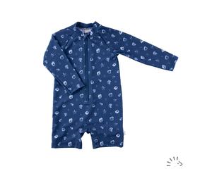 UV Strand-und Badeoverall langarm Muscheln navy 98/104