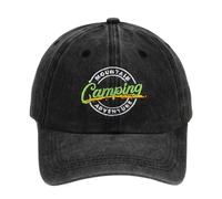 UV STYLISH Camping Kappe Vintage Washed Basecap mit Mountain Camping Adventure Stickerei - Outdoor Kappe für Wandern, Camping & Bergsteigen - Unisex Wander Mütze für Männer & Frauen