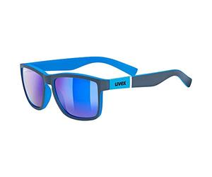 uvex LGL 39 - Sonnenbrille für Damen und Herren - starker Schutz vor Sonnenstrahlung - inkl Schriftzug auf den Bügeln - grey matt blue/mirror blue - one size