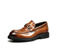 UVWHYZ Herren Leder Loafer Horsebit Slip-On Hochzeit | Oberleder & Futter, Leder-Innensohle, federnde Gummi-Schaumsohle, 3cm Absatz, Horsebit-Schnalle