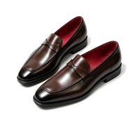 UVWHYZ Herren Leder Loafer Schlupf Formal Büro Hochzeit Business | Oberleder, Oberleder-Futter und Innensohle, Gummi-Holz-Verbundsohle, 3 cm Absatz