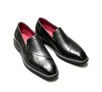 UVWHYZ Herren Leder Loafer Schlupf Quadratische Kappe Büro Hochzeit | Oberleder, Oberleder-Futter, Leder-Innensohle, Gummi-Holz-Verbundsohle, 3 cm Absatz