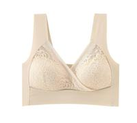 Uwdiohq 2024 Neuer Rosy -BH In Übergröße, Bequemer, Elastischer Spitzen-BH Mit Kabelloser Unterstützung Für Frauen Tank Top Gepolstert (Khaki, XXXXL) Super Push Up BH Bra Damen Große Größen