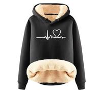 Uwdiohq 2026 Hoodie Mit Hohem Kragen Anime Pullover Mädchen Winterjacke Mit Kapuze Fell Damen Sweatshirt Kurzarm Damen Sweatjacke Teddyfutter Damen
