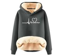 Uwdiohq 2026 Hoodie Mit Hohem Kragen Anime Pullover Mädchen Winterjacke Mit Kapuze Fell Damen Sweatshirt Kurzarm Damen Sweatjacke Teddyfutter Damen
