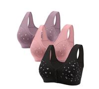 Uwdiohq 3Er- Bequemer -BH Für Senioren 2024 Neuer BH Mit Knopfverschluss Vorne Baumwoll-BHS Ältere Frauen Bustier Damen Gepolstert (Yellow, XXXXXL) Super Push Up Bügelloser Schalen Ohne Bügel