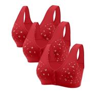 Uwdiohq 3Er- Bequemer -BH Für Senioren 2024 Neuer BH Mit Knopfverschluss Vorne Baumwoll-BHS Ältere Frauen Bustier Damen Gepolstert (Purple, XXXXXL) Super Push Up Balconette T Shirt Spitzen Große