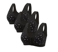 Uwdiohq 3Er- Bequemer -BH Für Senioren 2024 Neuer BH Mit Knopfverschluss Vorne Baumwoll-BHS Ältere Frauen Bustier Damen Gepolstert (Pink, S) Super Push Up Kleine Brüste Durchsichtige Träger