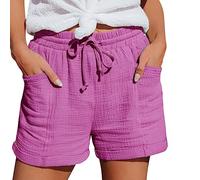 Uwdiohq Angebote des Tages Sale Damen Lässige Shorts Elastische Outdoor Damen Sporthose Taschen Mode Leichte Leinen Kurze Weite Bein Kurzhose Jorts Elegant Sommer Mein Bestellung Sale