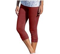Uwdiohq Blitzangebote des Tages Capri-Leggings Für Damen Hohe Taille Dehnbar Hose Yoga-Sport-Leggings Geknöpft Knielang Sommer-Caprihose Sweatpants Nahtlose Leichte Women's UNT Mein Bestellung Sale