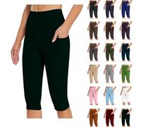 Uwdiohq Damen 3/4 Yogahose Hohe Taille Caprihose Weiß Bequeme Radlerhose Gymnastikhose Frauen Große Größen Sale Angebote Bestellung