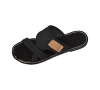 Uwdiohq Damen Badesandalen Leicht & Ergonomisch Strandsandalen Hohl Casual Hausschuhe Flache Schuhe Sandalen (Black, 37) Latschen Sommer Damenhausschuhe Leder Verbenas Pantolette Gold Plattfuss