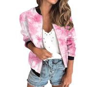 Uwdiohq Damen Herbstmode Casual Square Dünne Jacke Top Tie Dye Print Winterjacke Schwarz (Pink, Xxl) Puffer Weste Steppweste Lang Steppwesteweste Beige Fellweste Long Anorak Parka Winter Kuschel