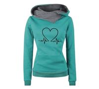 Uwdiohq Damen-Hoodie, lässiger Slim-Fit-Hoodie, bedruckter Love Plus -Pullover-Hoodie Maritime Kleidung Damen Hoodies Teenager Mädchen Trend Christmas Pullover Woman Meine Bestellungen Sale