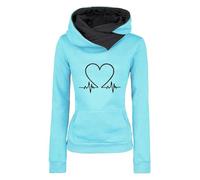 Uwdiohq Damen-Hoodie, lässiger Slim-Fit-Hoodie, bedruckter Love Plus -Pullover-Hoodie Maritime Kleidung Damen Hoodies Teenager Mädchen Trend Christmas Pullover Woman Meine Bestellungen Sale