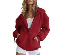 Uwdiohq Damen Kapuzenpullover Zip Sweatshirt 2026 Langarm Hoodie Einfarbig Leicht Sweatjacke Casual Pullover Sweatshirtjacke Sport Style Mit Reißverschluss Oversize College Jacke