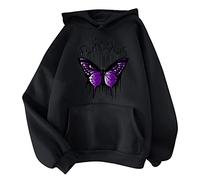 Uwdiohq Damen Oversized Hoodie Kapuzenpullover Große Größen Sweatshirt Mit Print Pullover Glitzer Schwarz Dünne Sweatjacke Hoody Kleid Winter Pullunder Kapuze Flauschig Dunkelblau Lila Herren