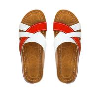 Uwdiohq Damen Pantoletten Flach Strand Hausschuhe Mit Slope Heel Hohl Casual Bottom Schuhe Sandalen (Red, 43) & Slides Für Schlappen Dirndl Clogs Leder Ortho Sun Dunkelblau Wasser 43